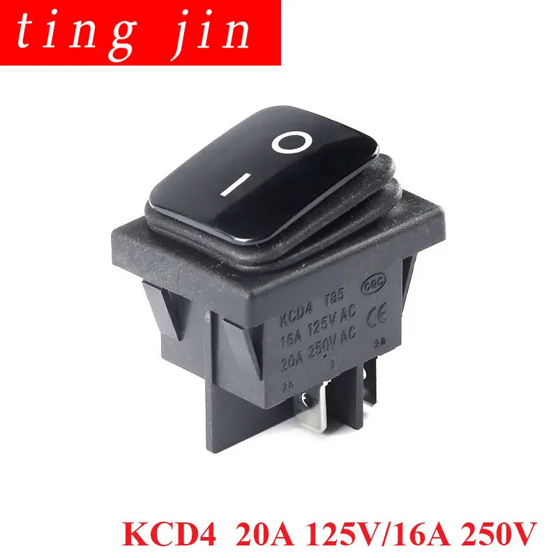 1pcs KCD4 on off 16A/250V 4 pin 6 pin IP67 Sealed Waterproof T85 Auto Boat Marine Toggle Rocker Switch with LED 220V 30x22mm