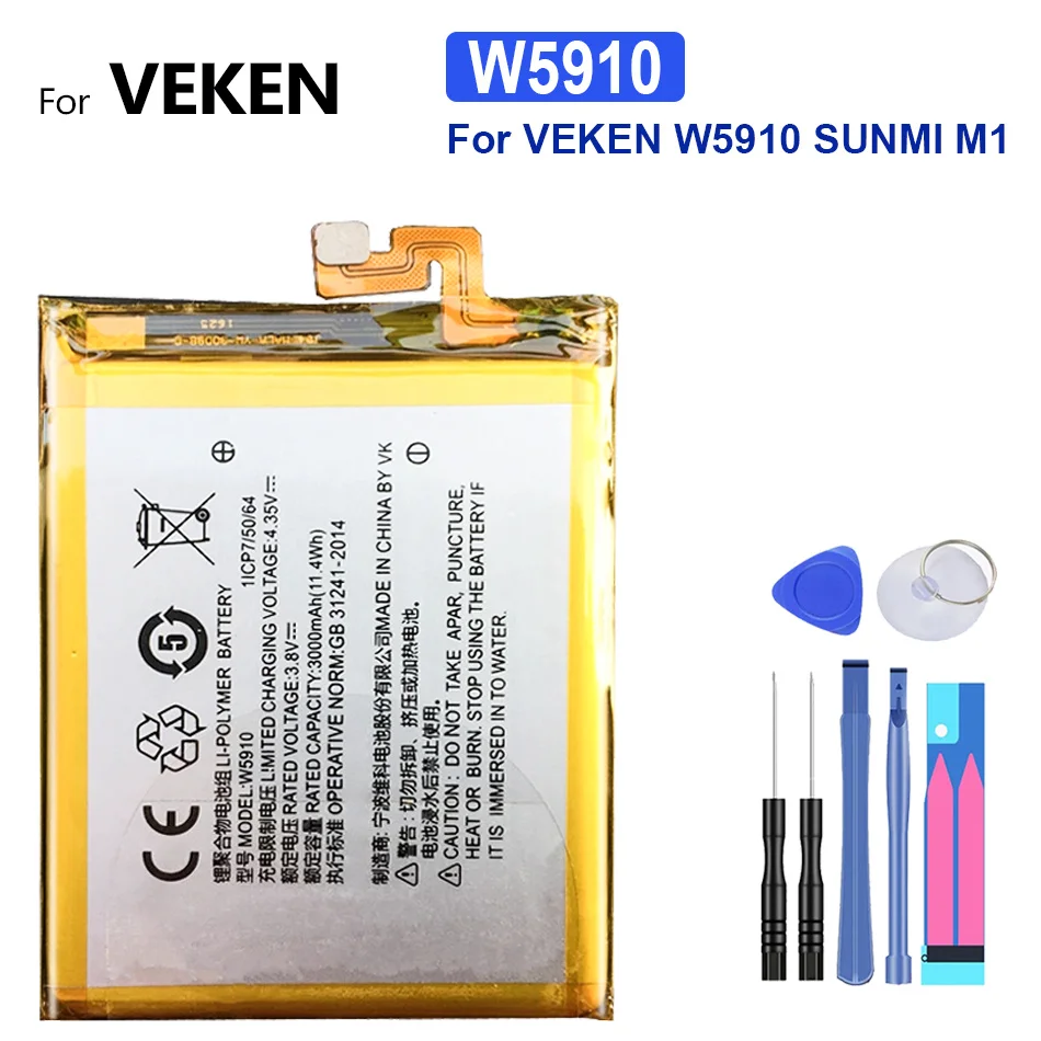 

Replacement Battery for VK VEKEN W5910 for SUNMI M1, Mobile Phone, 3000mAh