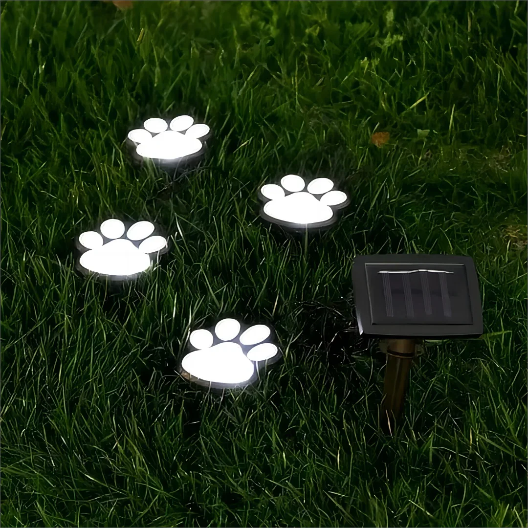 Solar Garden Light 4-in-1 Waterproof Pathway Lawn Lamp Animal Paw Print