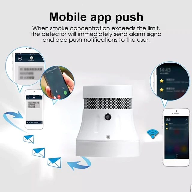 WiFi smoke sensor, tuya smart smoke sensor, WiFi smoke detector, Home Security System, Firefighters, smart life, smart home