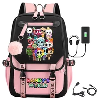 2025 New Dandys World Printed School Bag Teenage Fashion Girl Backpack Dandy's World Pattern USB Charging Schoolbag Travel Bags 1