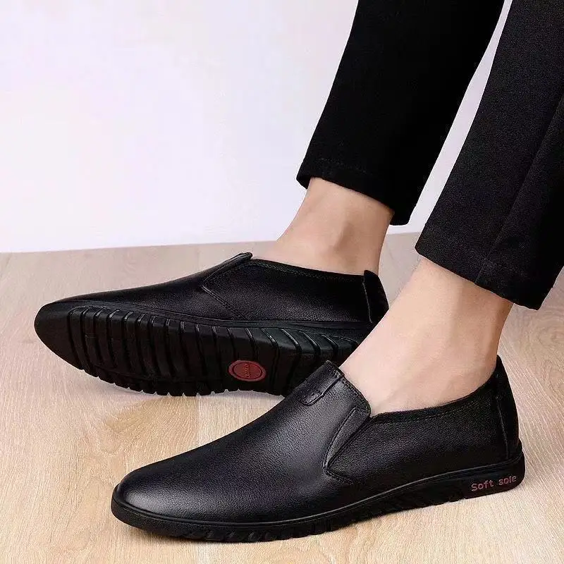 Men's Casual Business Leather Shoes Fashion Soft Bottom Oxfords Male Wedding Party Office Business Shoes Slip-on Outdoor Flats 3