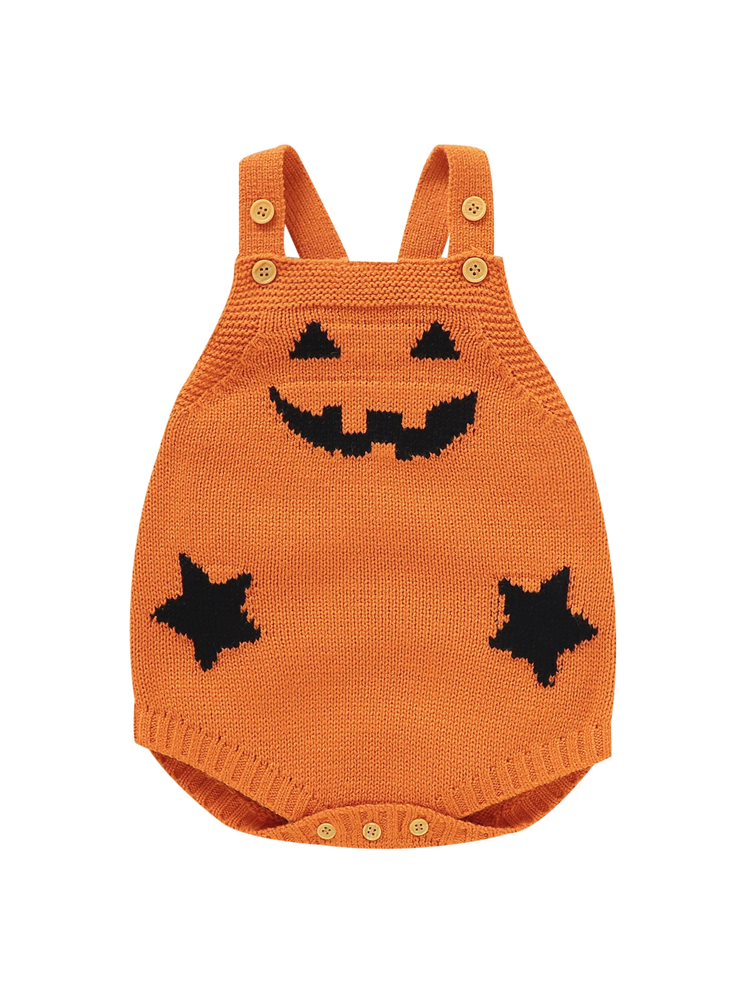 

Cute Halloween Costume for Infants Adorable Pumpkin Knitted Suspender Romper for Baby Boys and Girls Perfect for Fall