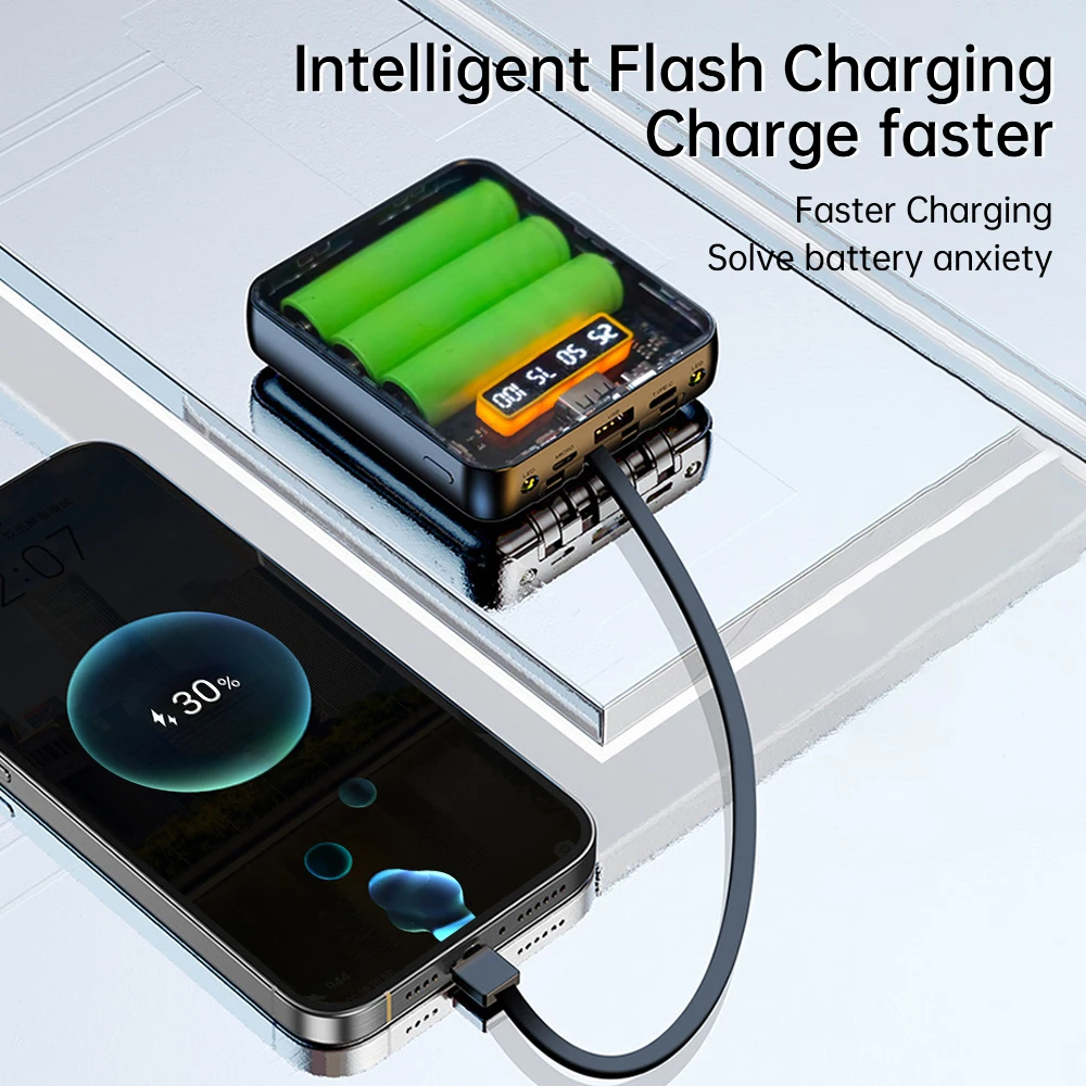 Mobile Power Bank DIY Kit 3Pcs 18650 Battery Box With 4-Wire Interfaces LED Digital Display Portable Battery Charge Storage Case