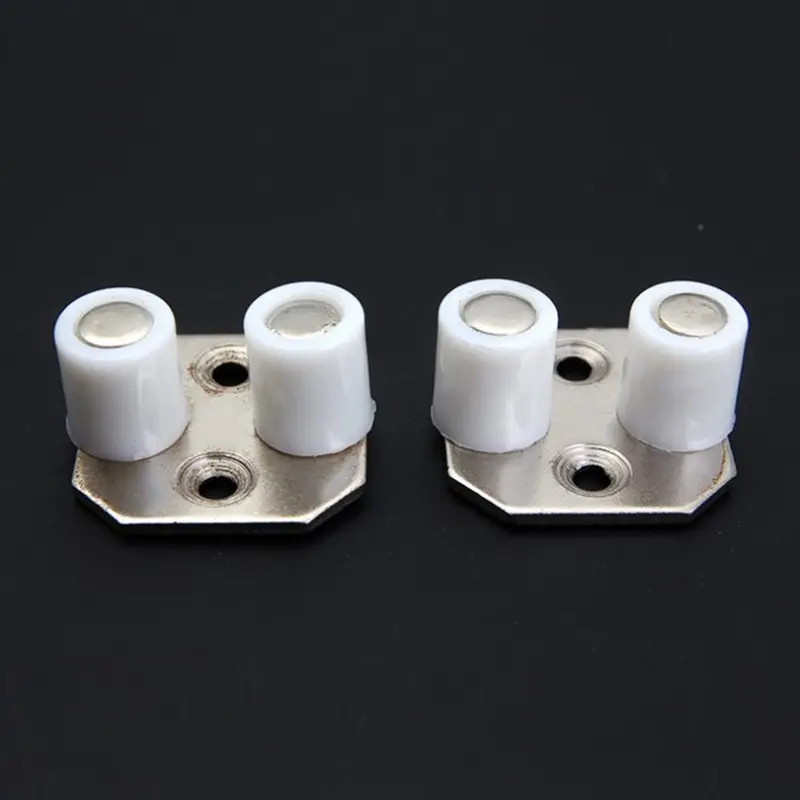 Sliding Barn Door Guide Wooden Door Roller Retainer with Brass Wheel 2Pcs