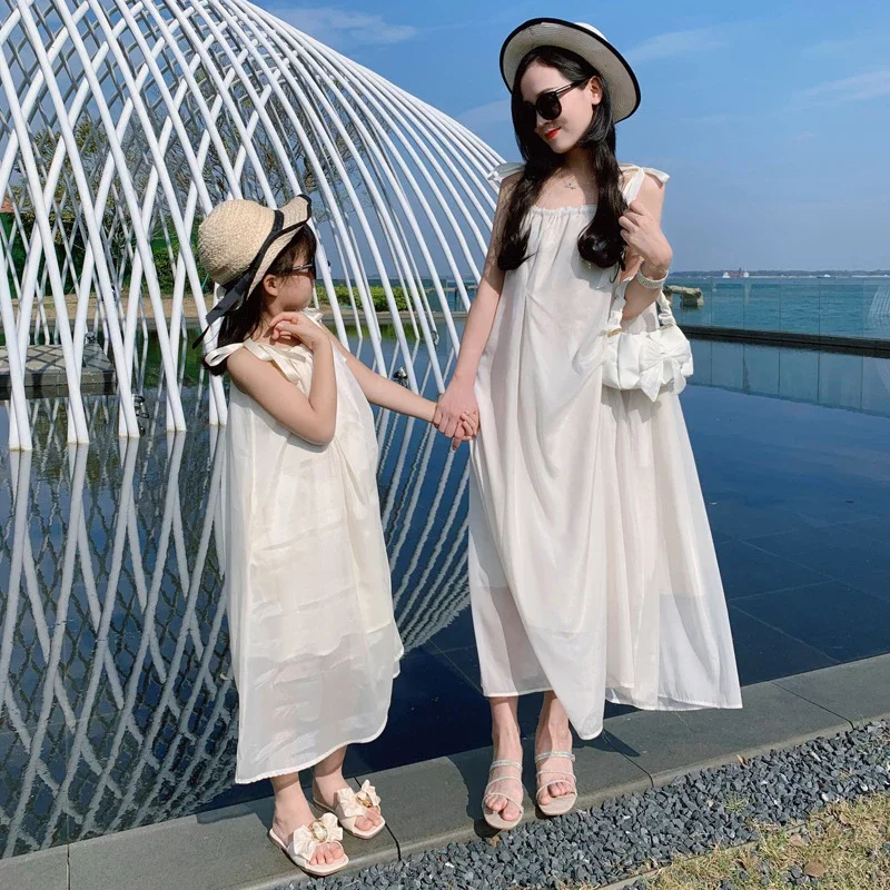 Abiti Estivi Coordinati Per La Famiglia Abiti Donna Ragazze Abito A Canotta In Chiffon Moda Madre Figlia Vacanze Abiti Per La Famiglia