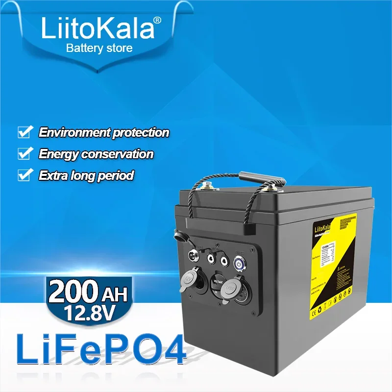 

LiitoKala 12V 200Ah LiFePO4 Battery RV Campers Waterproof Golf Cart Batteries 4000 Cycles Off-Road Off-grid Solar Energy 150ABMS