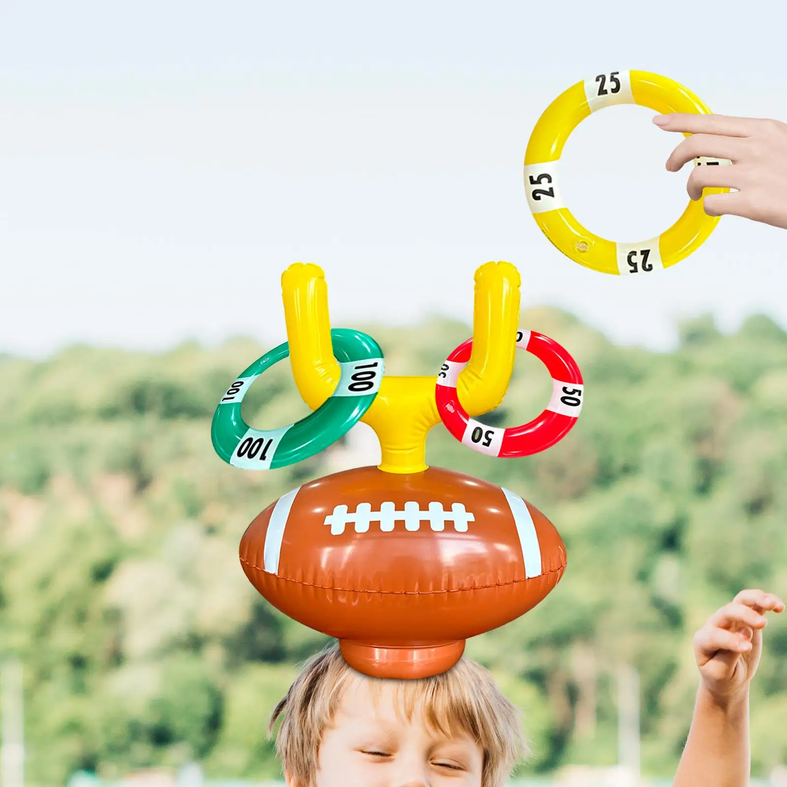 Football Ring Toss Hat Hand Eye Coordination Indoor Holiday Fun Throwing Ring Set for Outdoor Activity Birthday Christmas Family