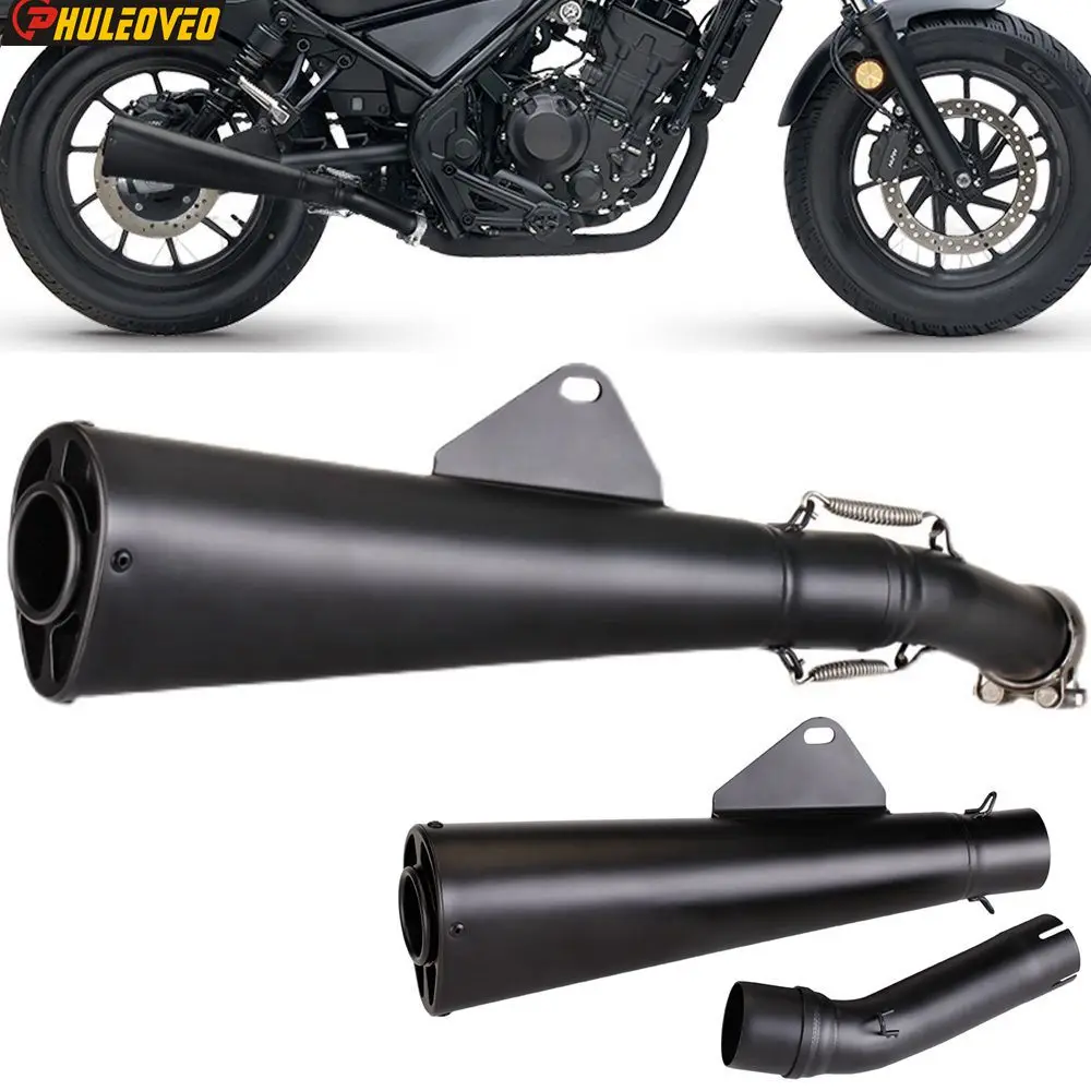 For Honda Rebel 300 Rebel 500 CMX 300 CMX 500 2017-2024 Motorcycle Exhaust Escape Moto Muffler with Middle Link Pipe