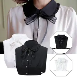 Women Cotton Fake Collar White & Black Blouse Detachable Clothes Shirt Collar False Collars Accessories Lace Collar False S L5a3