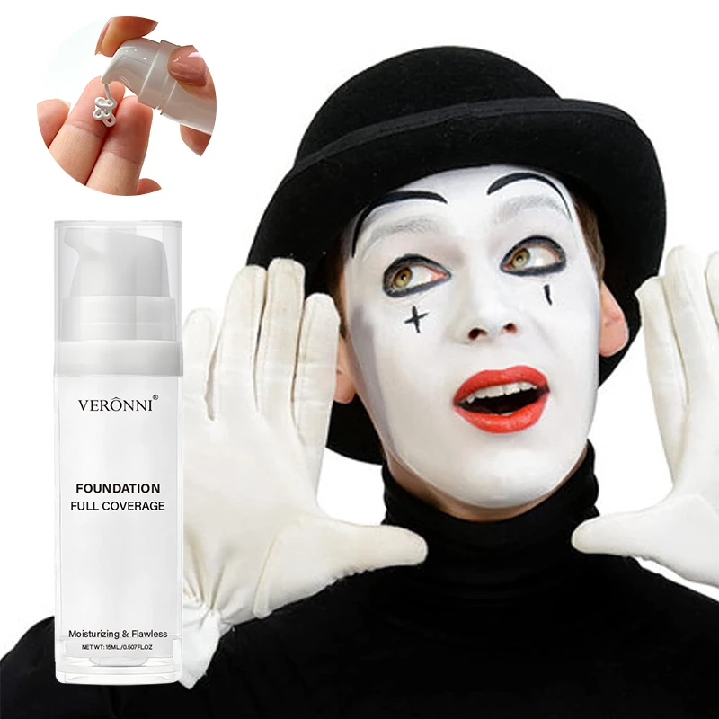 Fondotinta liquido bianco, copertura resistente a copertura totale, formula liquida cremosa per trucco gotico, cosplay, opaco a lunga durata - immagine 2