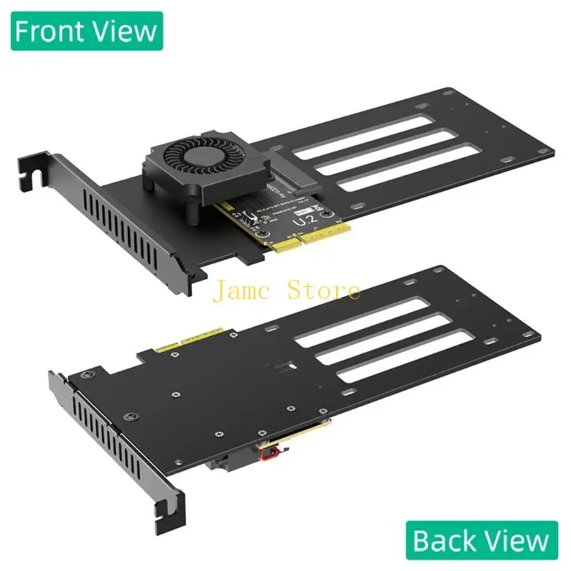LX0B PCIe 5.0X4 U.2 SFF 8639 확장 카드(빠른 속도 드라이브 지원을 위한 활성 냉각 팬 포함)