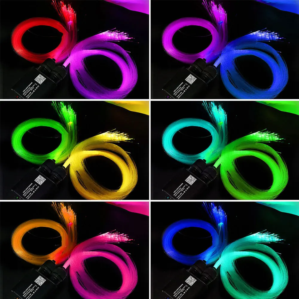 RGBW Car Roof Star Lights APP LED Fiber Optic Star Ceiling Light kits DC12V 1000pcs*0.75mm*2m Starry Sky Optical fiber Lighting