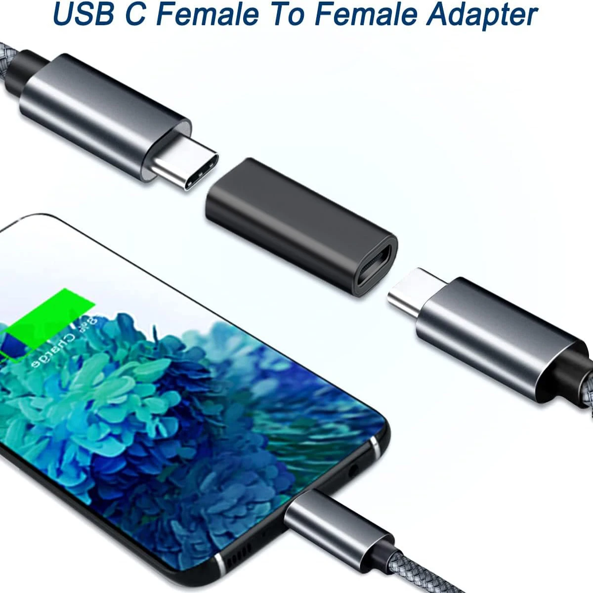 1/2/5팩 USB C 암-암 어댑터.USB C 연장기.USB C 커플러는 데이터 전송 및 고속 충전을 지원합니다.