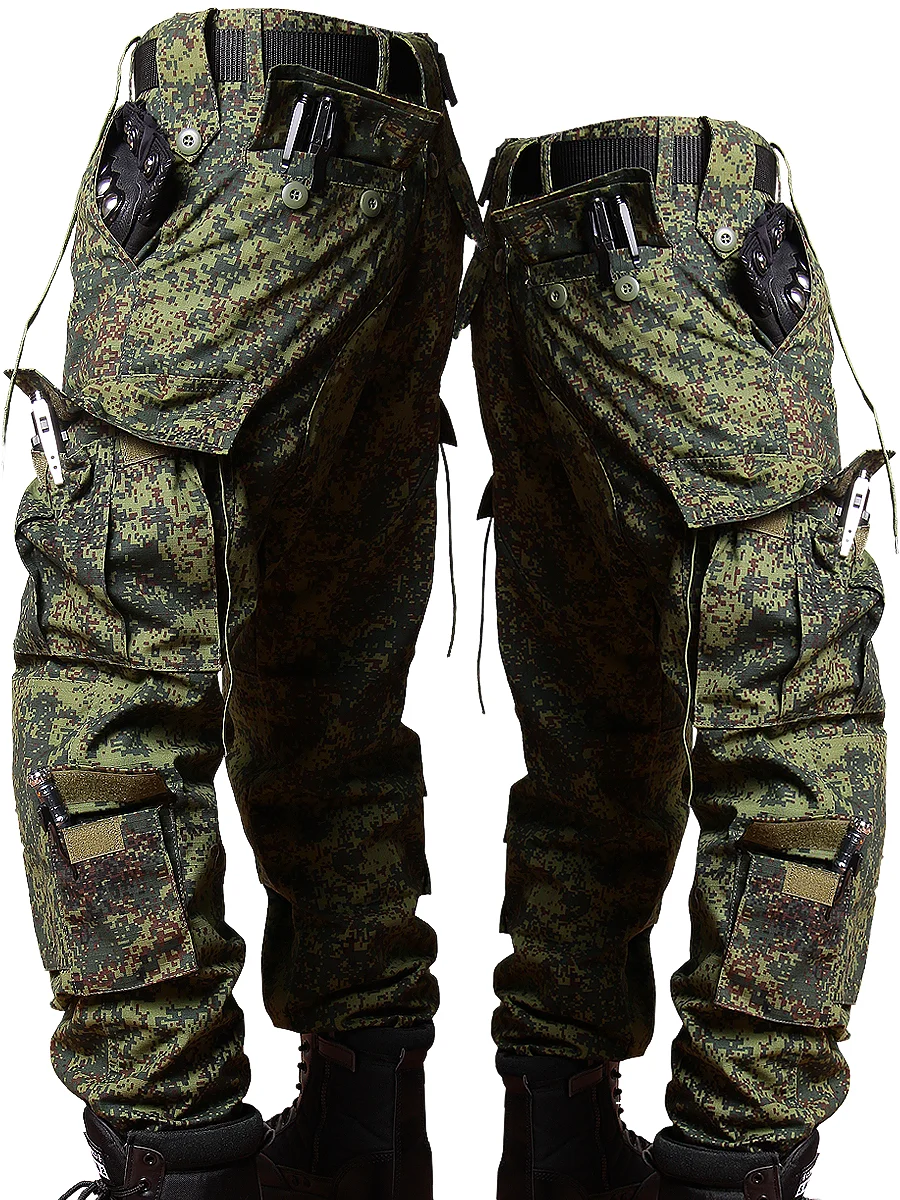 High-End Camouflage Overalls Set Male Russian Little Green Man Wear-Resistant Tooling Tactical Spring and Autumn