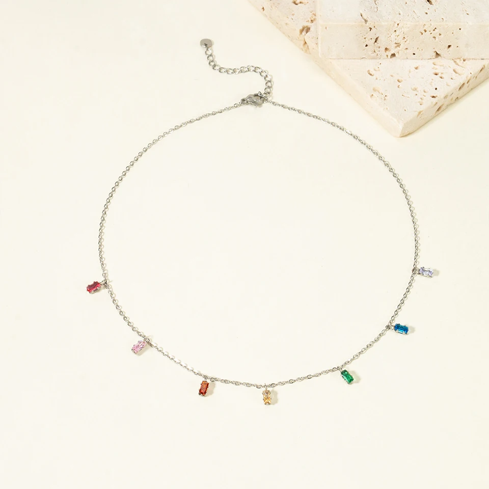 eManco Stainless Steel Popular Zirconia Tassel Chain Necklaces