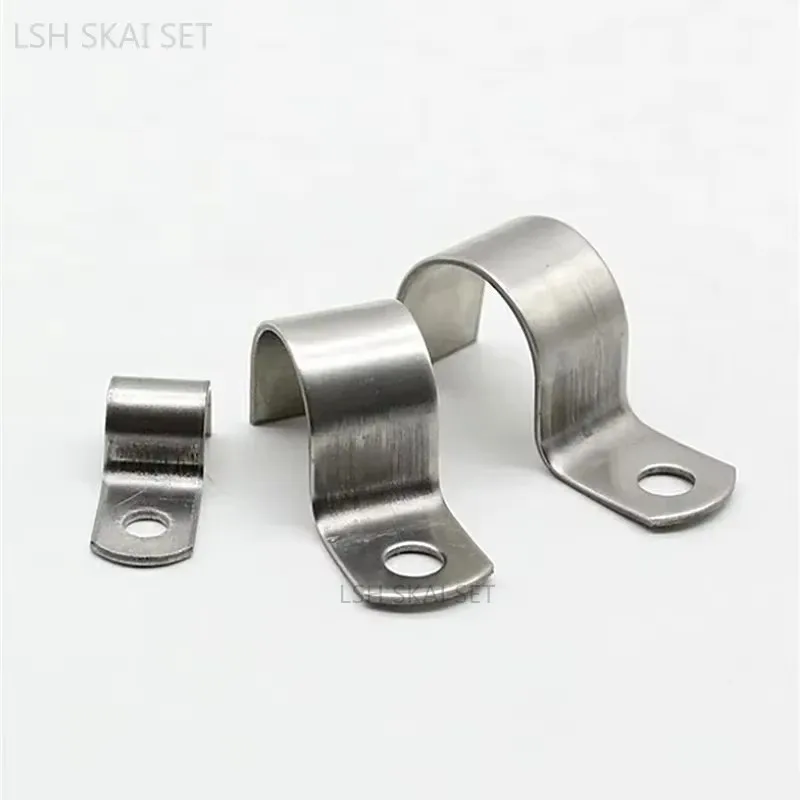 10pcs 304 Stainless Steel Pipe Buckle Thickened Water Pipe Fastener Round U-shaped Fixed Clip Wall Fastening Hardware furniture hardware,buckle clamp