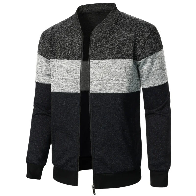 Men Warm Sweaters Knit Cardigan Jacket Man Casual Patchwork Knitwear Zipper Coats Thick Cardigan Male Winter Clothes Streetwear