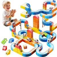 Kids DIY Assembly Magnetic Rail Car Toys Electric Magic Train Track Children 3D Building Block Cube Model Toy with Traffic Signs