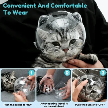 Cat Muzzle Breathable Transparent Anti-Bite Protective Space Hood Set Durable Cat Grooming Accessories with 4 Silicone Paw Shoes 4