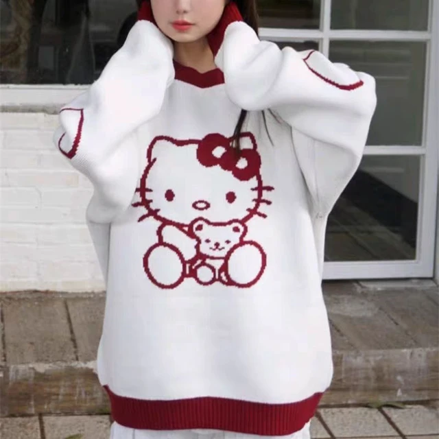 HELLO KITTY on Diamond- Girls lg - Long sleeve T-Shirt hoodie