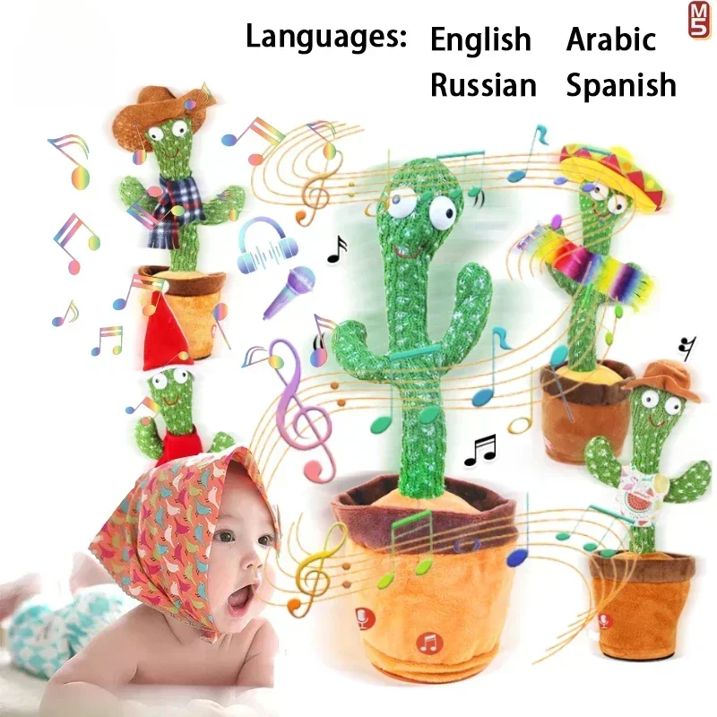 Jouet de cactus dansant qui répète ce que vous dites, chantant en parlant  drôle jouets électriques pour enfants bébé