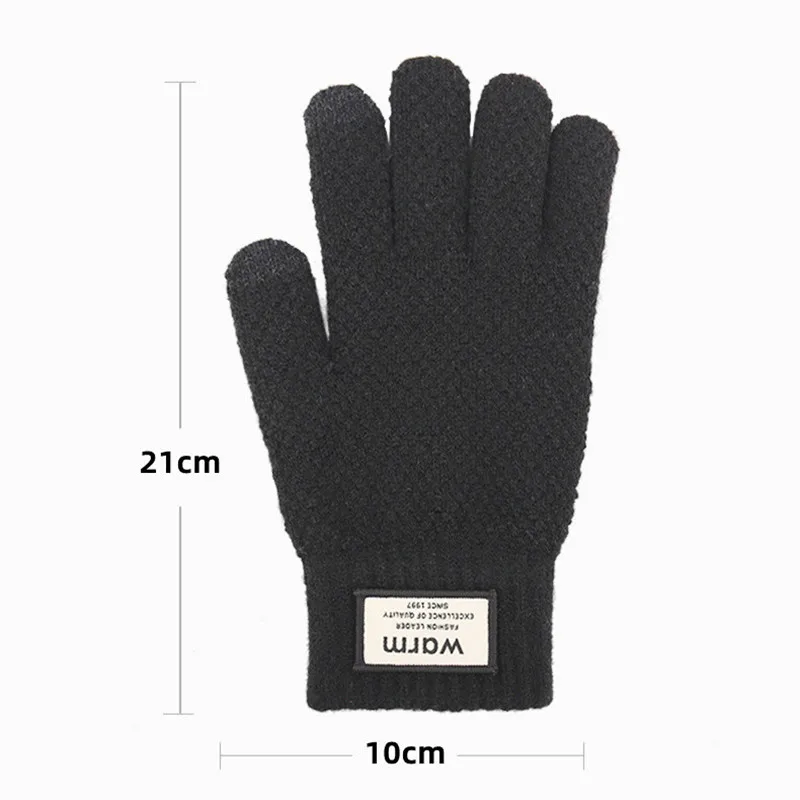 Gants à écran tactile pour hommes et femmes, mitaines en tricot, crochet épais, laine, chaud, hiver, unisexe