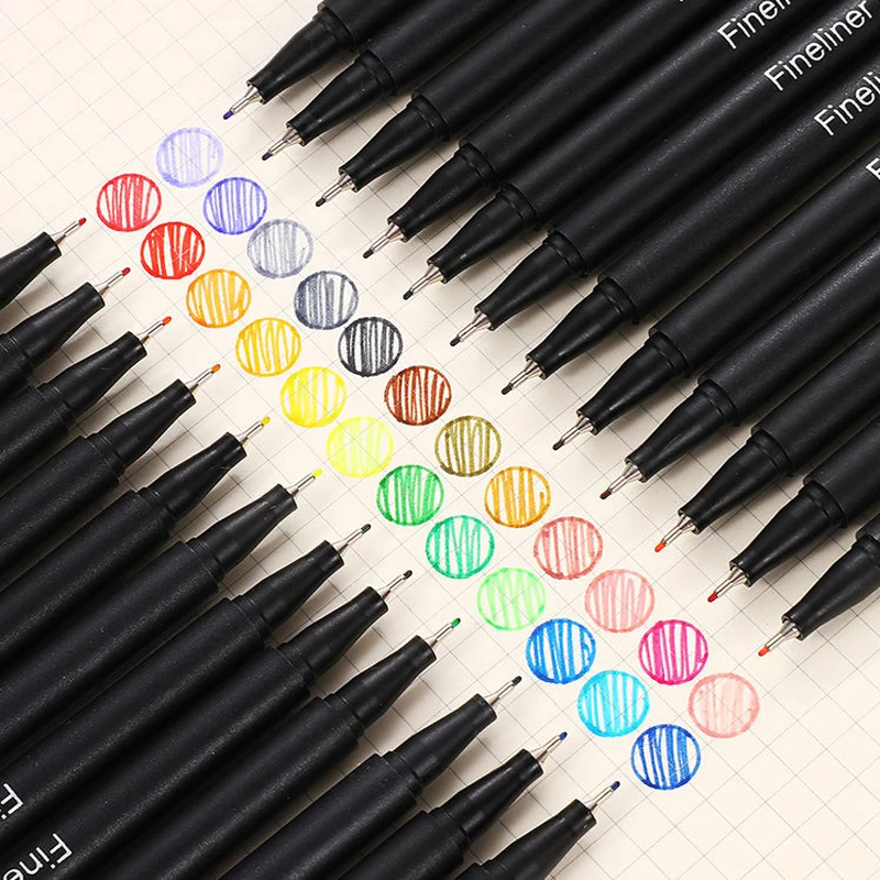 Colored Fine Liner Pen Set Journal Markers 0.4mm Micron Fineliners Drawing Sketch Marker Tiralineas Art Markers Brashpen,marker pens,color marker pens,markers pen,marker pen,art marker pens,art markers,colored pens,sketching markers,drawing pen
