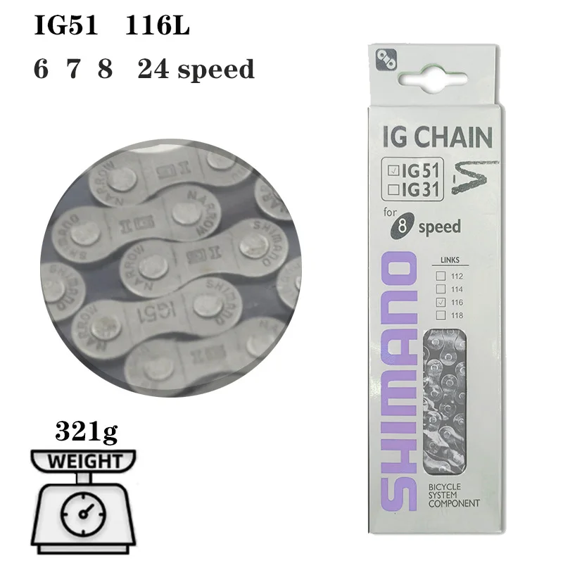 

6-7-8 Speed Bike Chain IG51 116 Links MTB Mountain Bike Folding Road Bicycle 18/21/24 Speed Chain
