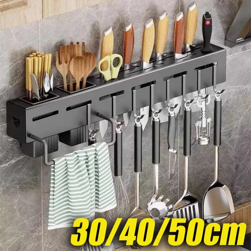 Stainless Steel Kitchen Organiser Wall Mounted Multifunctional Knife Organiser Knife & Chopstick Holder Integrated