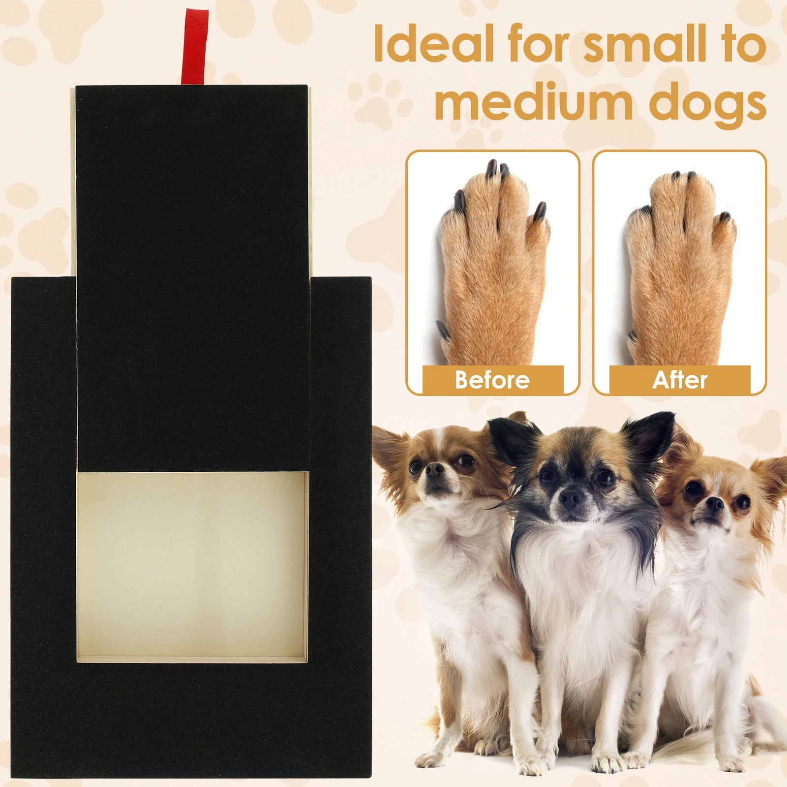 Dog Nail Scratch Pad Wooden Dog Nail File Board with Built-in Snack Box Sandpaper Puppy Grinding Pad Sturdy Sandpaper Deck