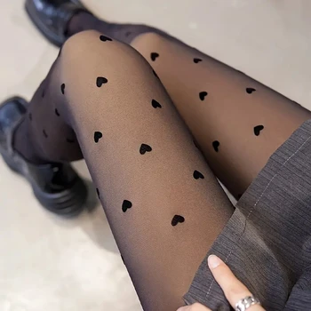1 pairs of women's sexy, versatile and cute heart-shaped pattern tights, 80g thermal leggings, fashionable and suitable for wear 1
