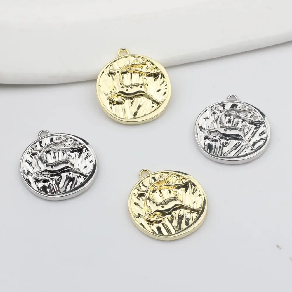 

10pcs Alloy Christmas Deer Animal Coin Charms Pendant For Jewelry Making Handmade DIY Bracelet Earrings Necklace Accessories