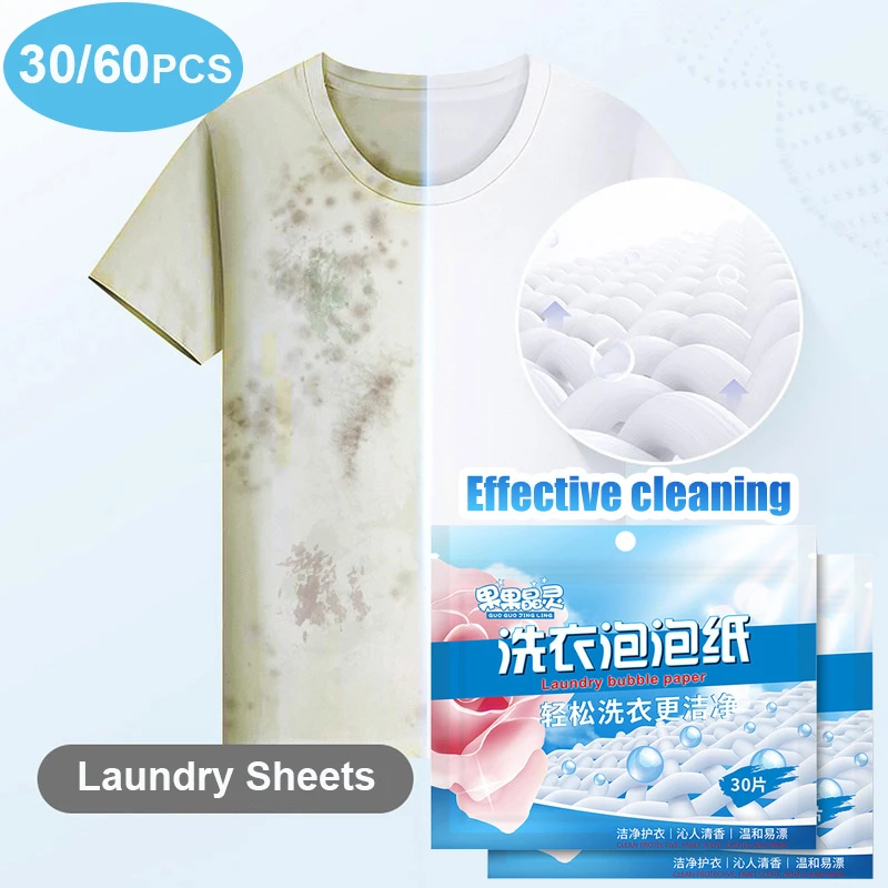 30/60 Pcs Laundry Detergent Tablet Fabric Softener Washing Pills Clean