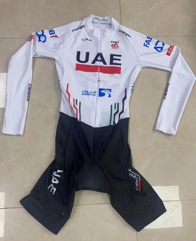 

LASER CUT Skinsuit 2024 UAE TEAM Bodysuit LONG SLEEVE Cycling Jersey Bike Bicycle Clothing Maillot Ropa Ciclismo