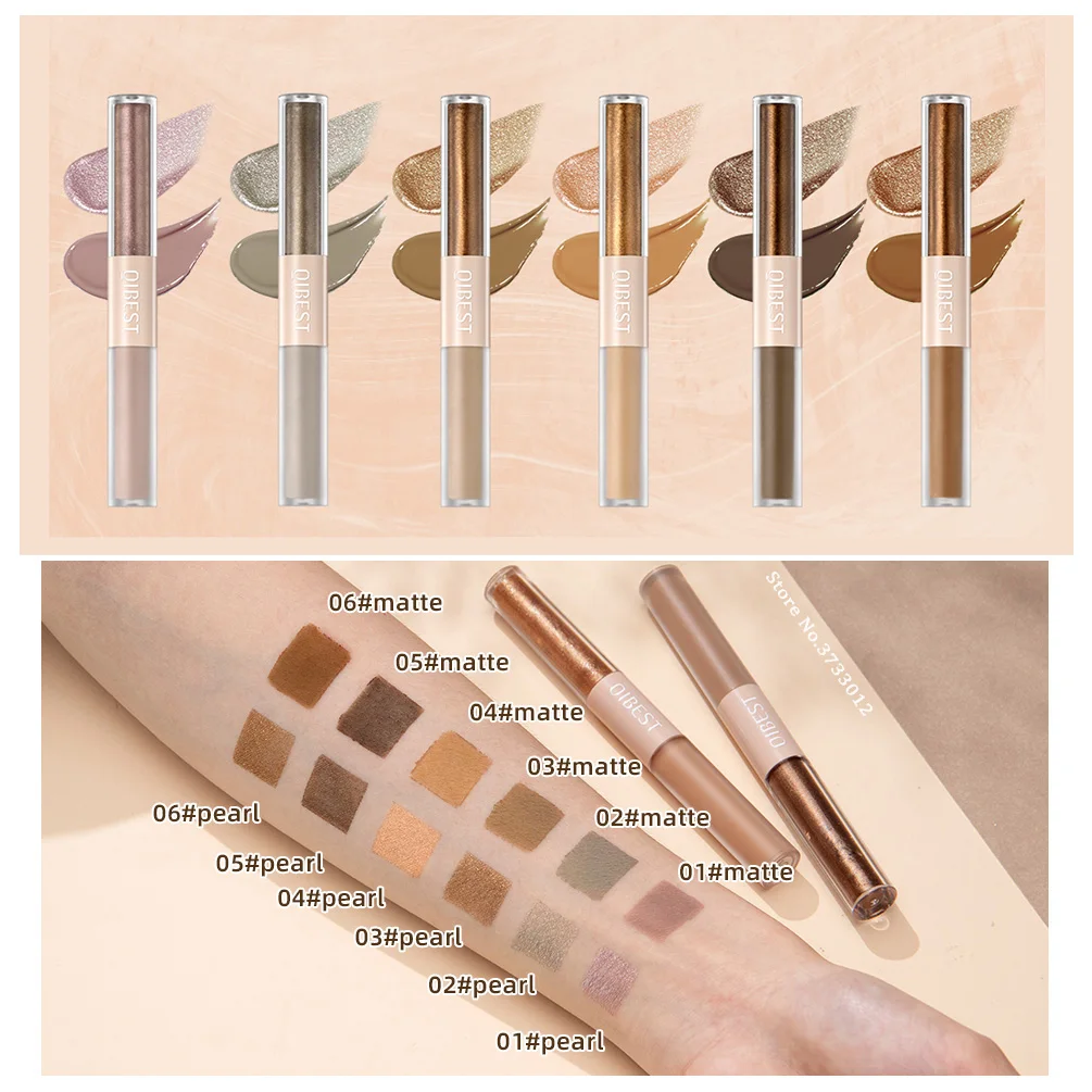 2 In 1 Stick Pearly Matte Eyeshadow Cream Smooth Nude Eye Makeup Liquid Contour Shadow Stick Waterproof Shimmer High Light Pen 4