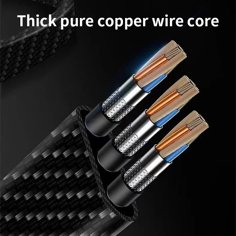 Fast Charging Cable 8pcs 100W 3 In 1 1.2m/4ft Nylon Braided Type-C Micro USB Multi Port Multiple Charging Wire