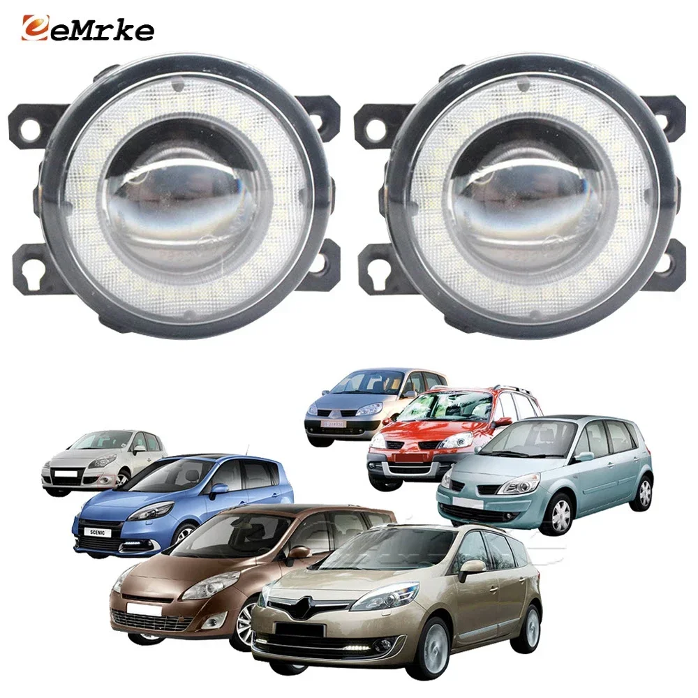 

LED Fog Lights + Angel Eye DRL Ring Daytime Running Light Fog Lamp Assembly for Renault Scenic / Grand Scenic II III 2003-2016