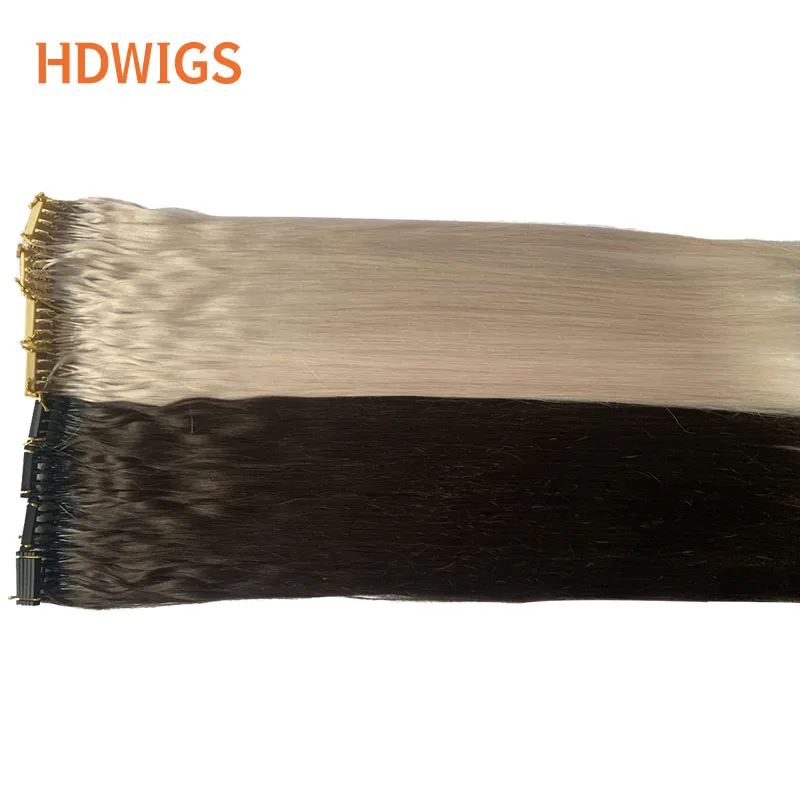HDWIGS Straight Human Hair Extension 2nd 6D Virgin Human Hair Extensions 100% Real Hairpiece 5 Rows/pc Natural Blond Color