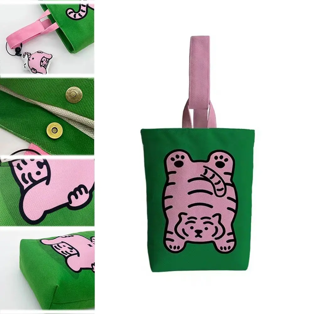 

Portable Pink Tiger Bucket Bag New Canva Lovely Cylinder Bags Lunch Pouch