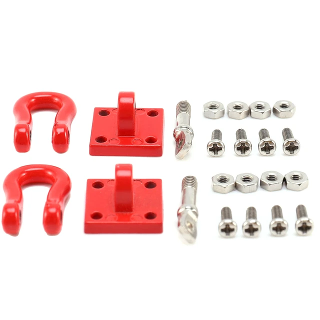 2PCS Trailer Towing Buckle Tow Hooks D Shackles for 1/10 RC Car Truck  Climbing Car (Red)