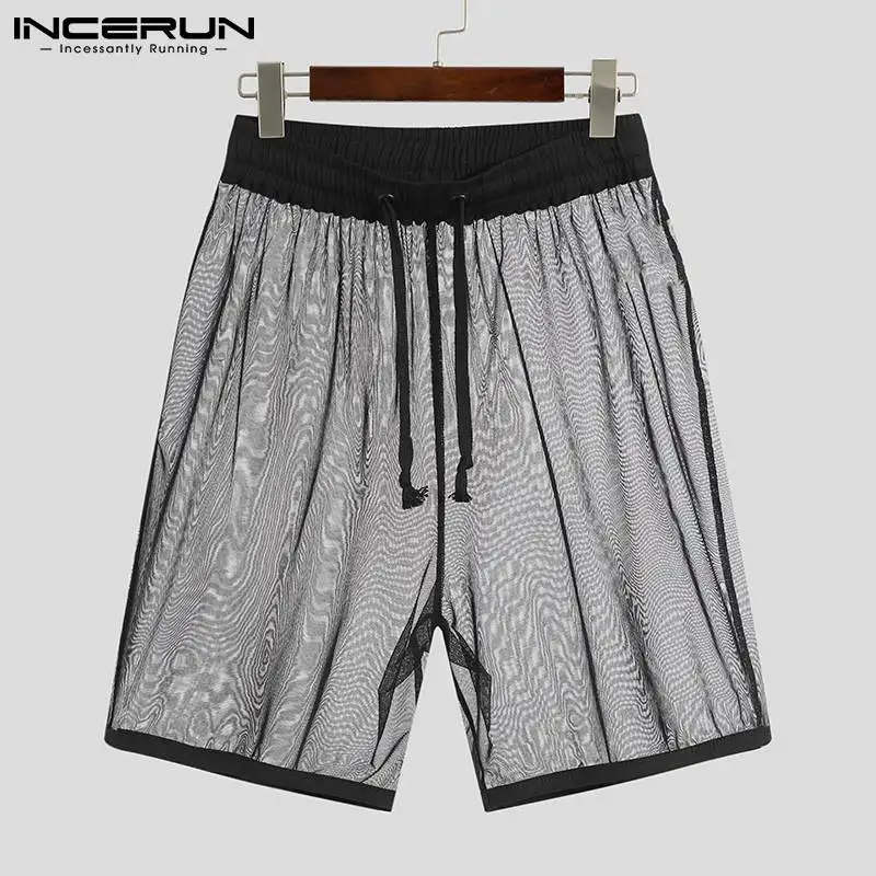 silk pajama pants Stylish Sexy New Men Suit 2 Pieces See-through Mesh Vests Shorts Casual Solid Comfortable Homewear Hollow Out Sets S-5XL INCERUN mens cotton sleep shorts