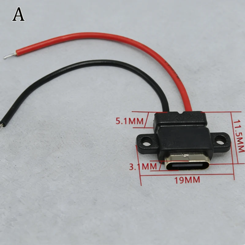 5 Stück USB-C Typ-C Buchse Anschluss Steckdose Typ-C Buchse Lötdraht 2-polig USB-C Ladeanschluss Buchse Wasserdicht – Detail 10