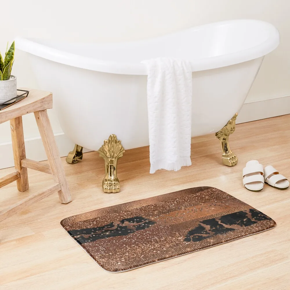 

Dark Faux Copper GlamourBath Mat Toilet Floor Mat Bathroom Floor Mats