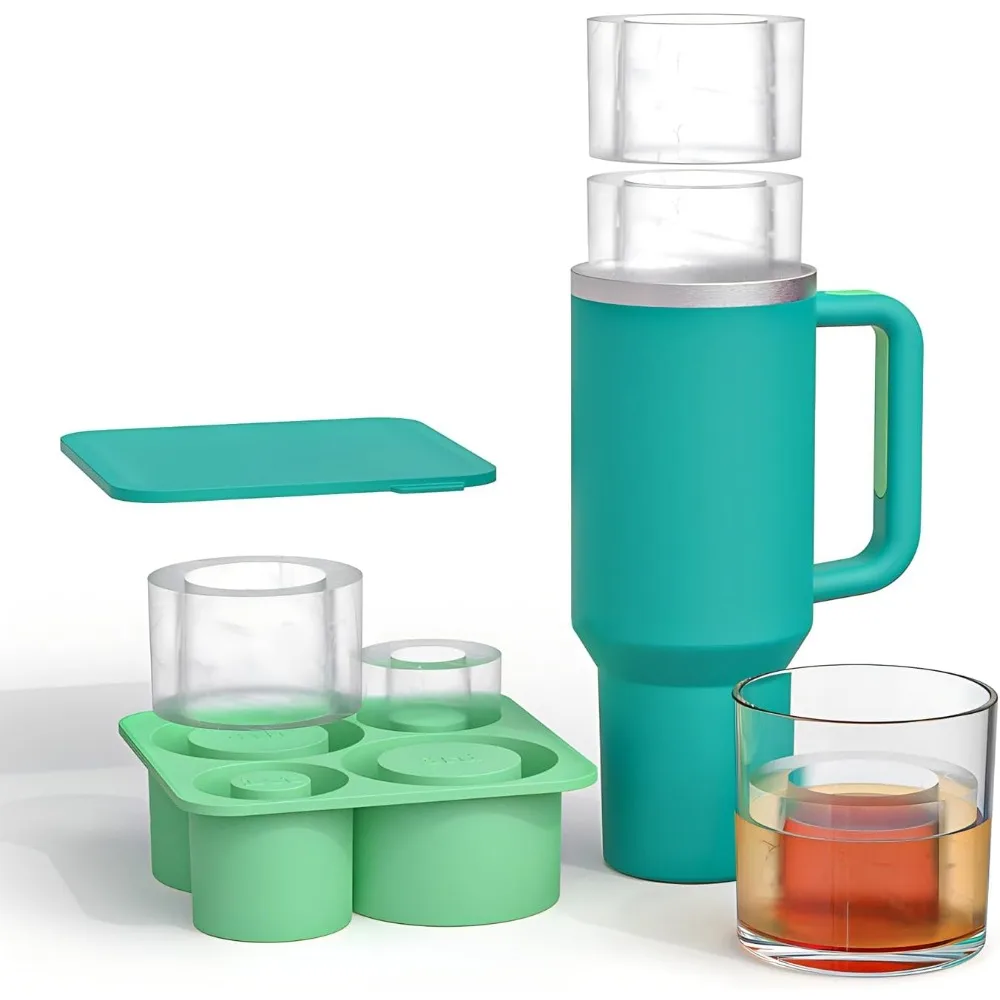 

Ice Cube Tray for 30-40Oz Tumbler Cup,4 Pcs Silicone Hollow Cylinder Mold with Lid and Bin for Freezer,Drink,Whiskey,Cocktail