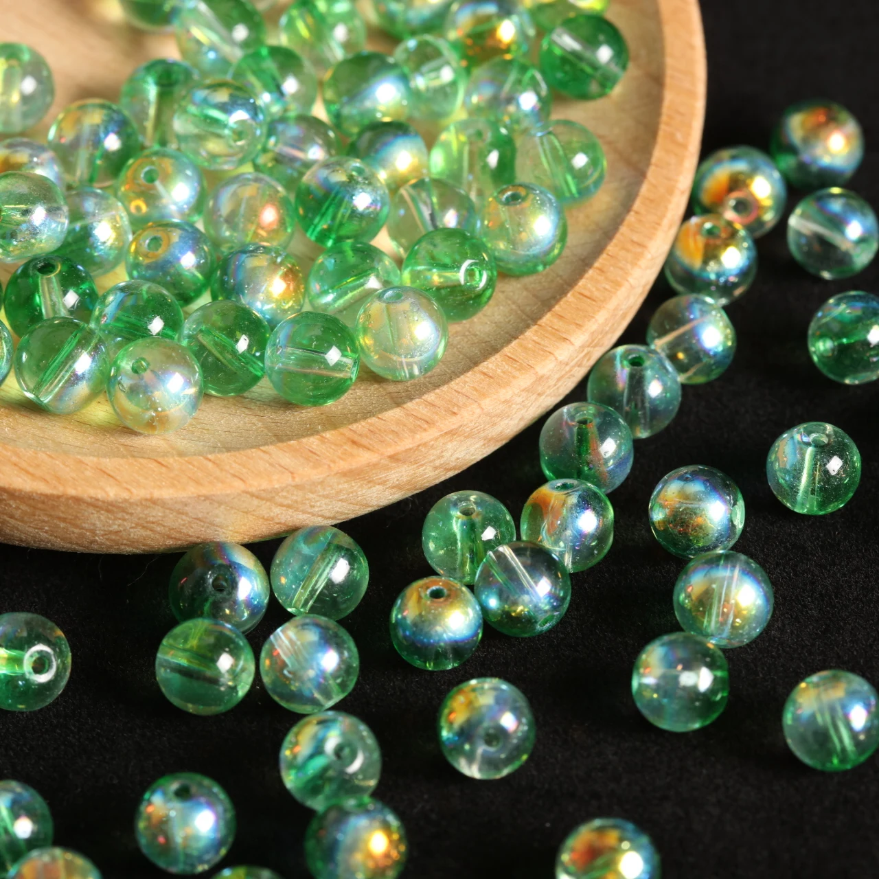 Sunset Orange Aurora Round Glass Beads - 320pcs Warm Tone Rainbow Spacer Beads
