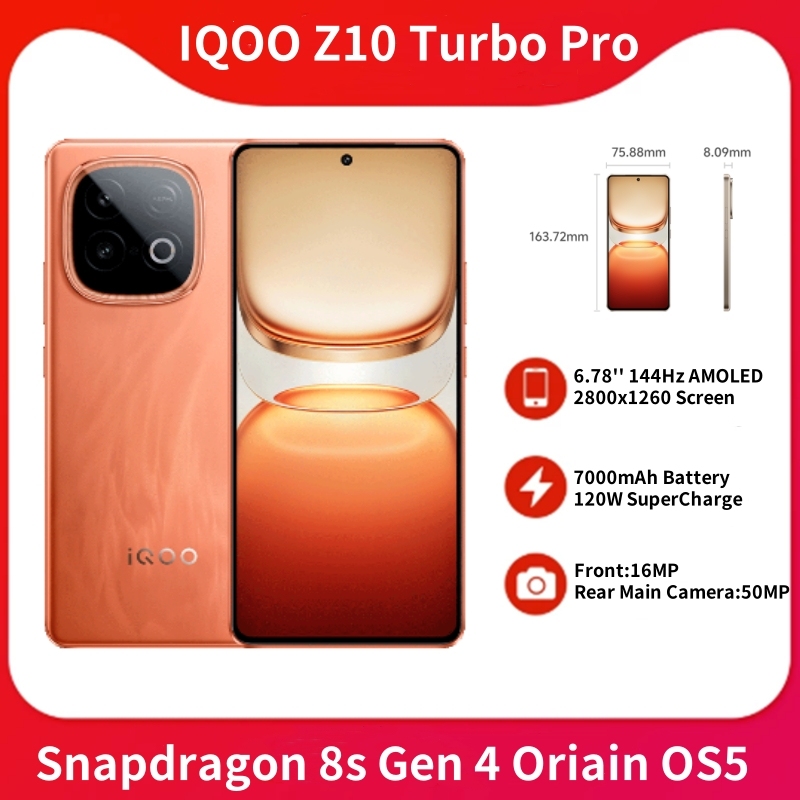 New IQOO Z10 Turbo Pro 5G Smart Phone 6.78'' 144Hz AMOLED Screen Snapdragon 8s Gen 4 7000mAh Battery 120W SuperCharg 50MP Camera