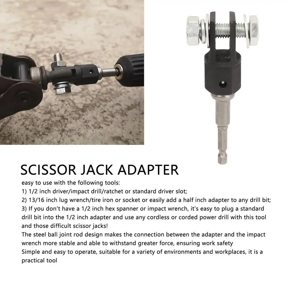 1/2 Zoll Scissor Jack Adapter Stahl Adapter Wrench Tool Automotive Jack Bohrer Adapter Für Schlagbohrmaschinen Buchse Werkzeug – Detail 5