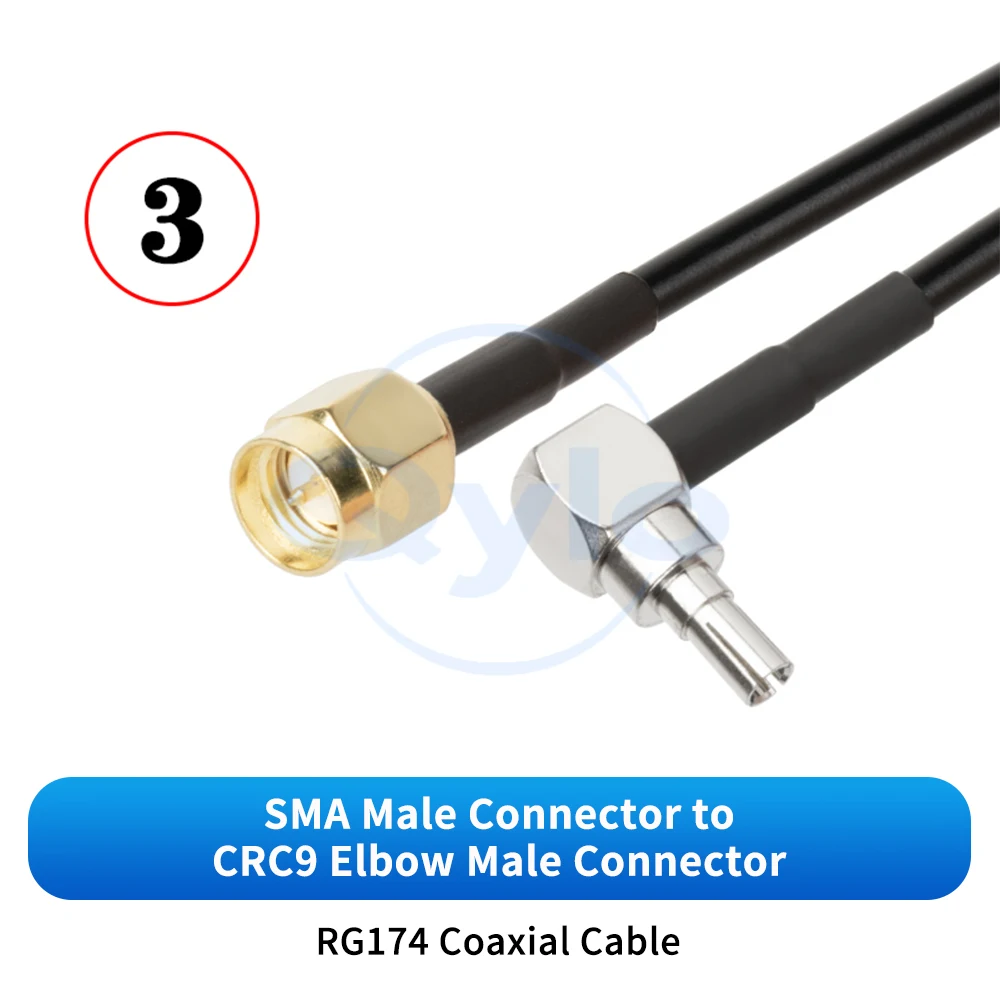 SMA auf SMA Stecker/Buchse Adapter auf TS9/CRC9 abgewinkeltes Verlängerungskabel Ultraflexibles Konvertierungskabel RG174 HF-Koaxialkabel (1 Stück) – Detail 7
