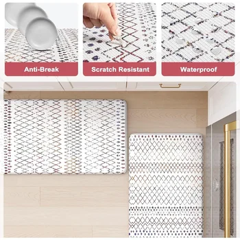 Kitchen Mats 2PCS,Cushioned Anti Fatigue Boho Kitchen Rugs and Mats,Non Slip Waterproof Kitchen Mats for Floor,Comfort Foam 3